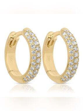 Maya Brenner Pavé Huggie Earrings in Gold and Diamonds